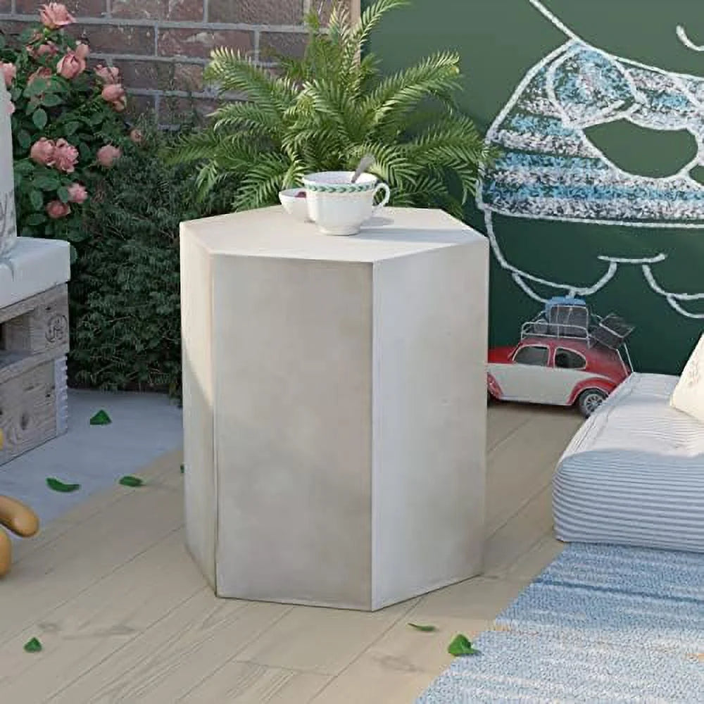 Light Grey Hexagon Concrete Accent Table M256