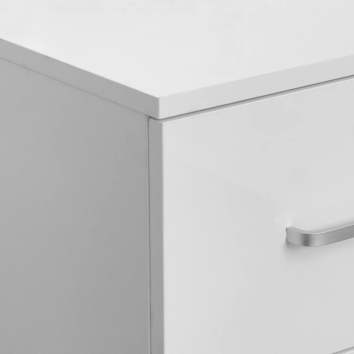 White High Gloss End Table with Charging Station and Storage Drawer O24834