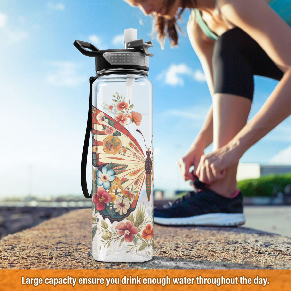 Clear 32oz Tritan Water Bottle with Straw A488