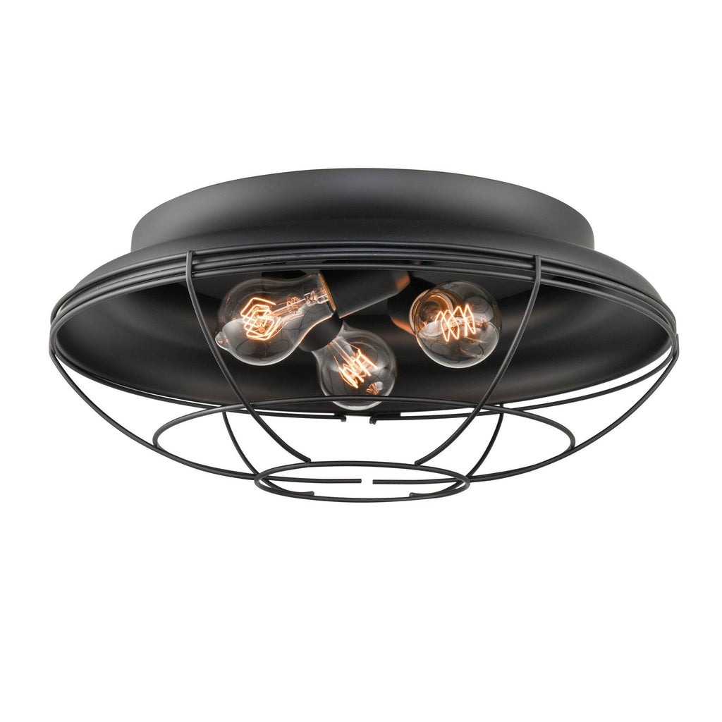 Matte Black 3 Light Flush Mount Lighting S556