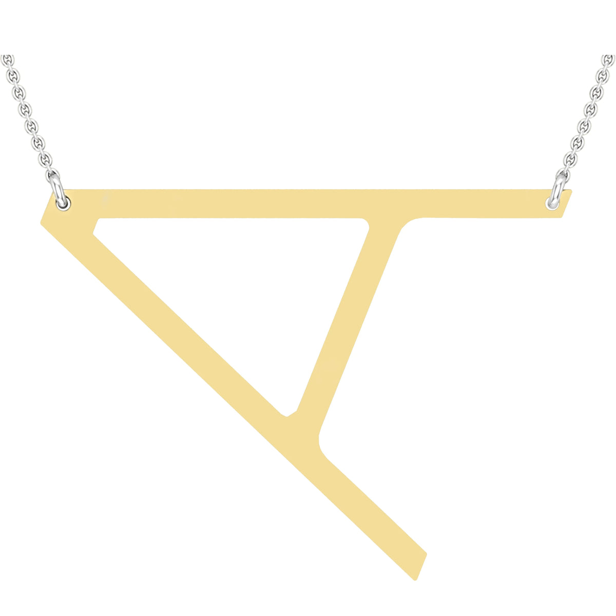 18K Yellow Gold Initial Pendant with 18 Inch Silver Chain H75908