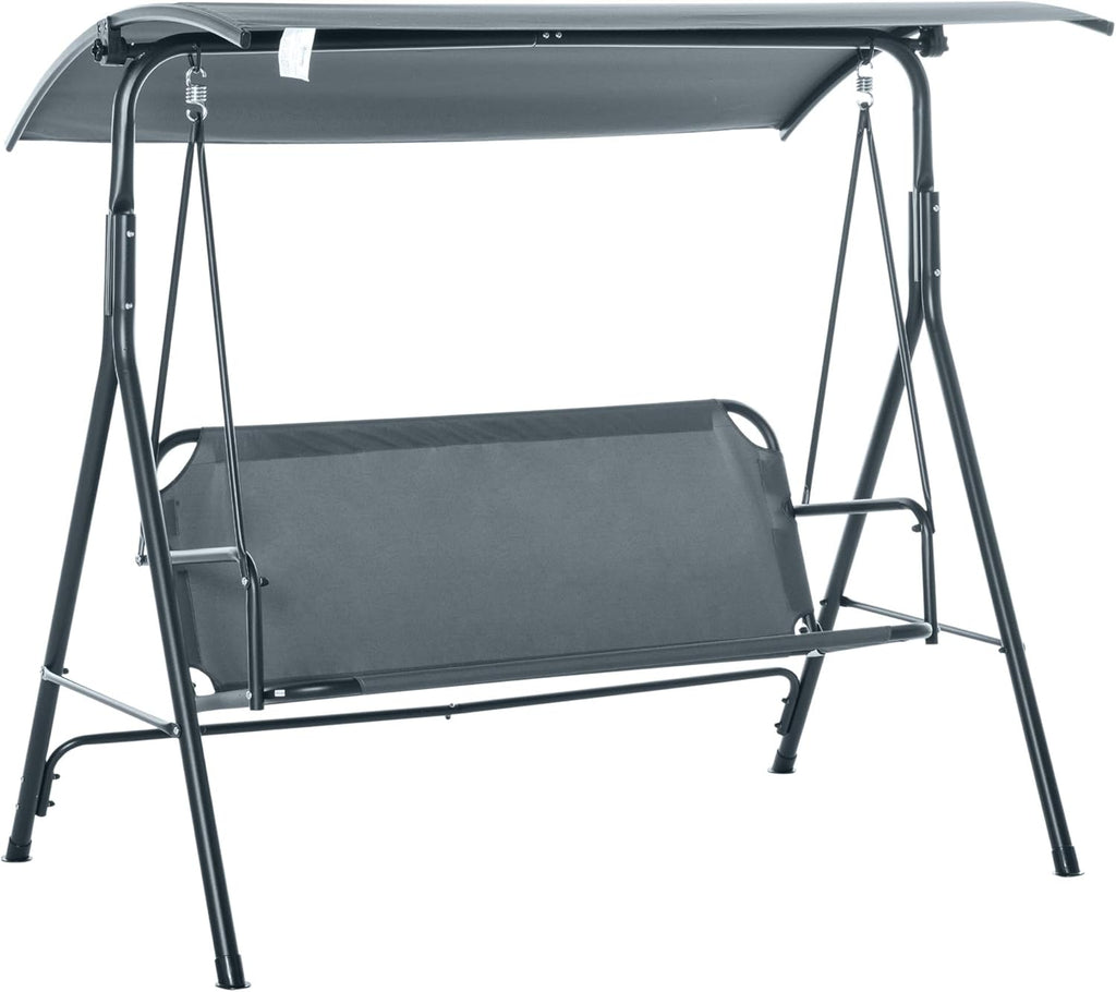 Black 3-Person Outdoor Swing with Adjustable Tilt Canopy I435