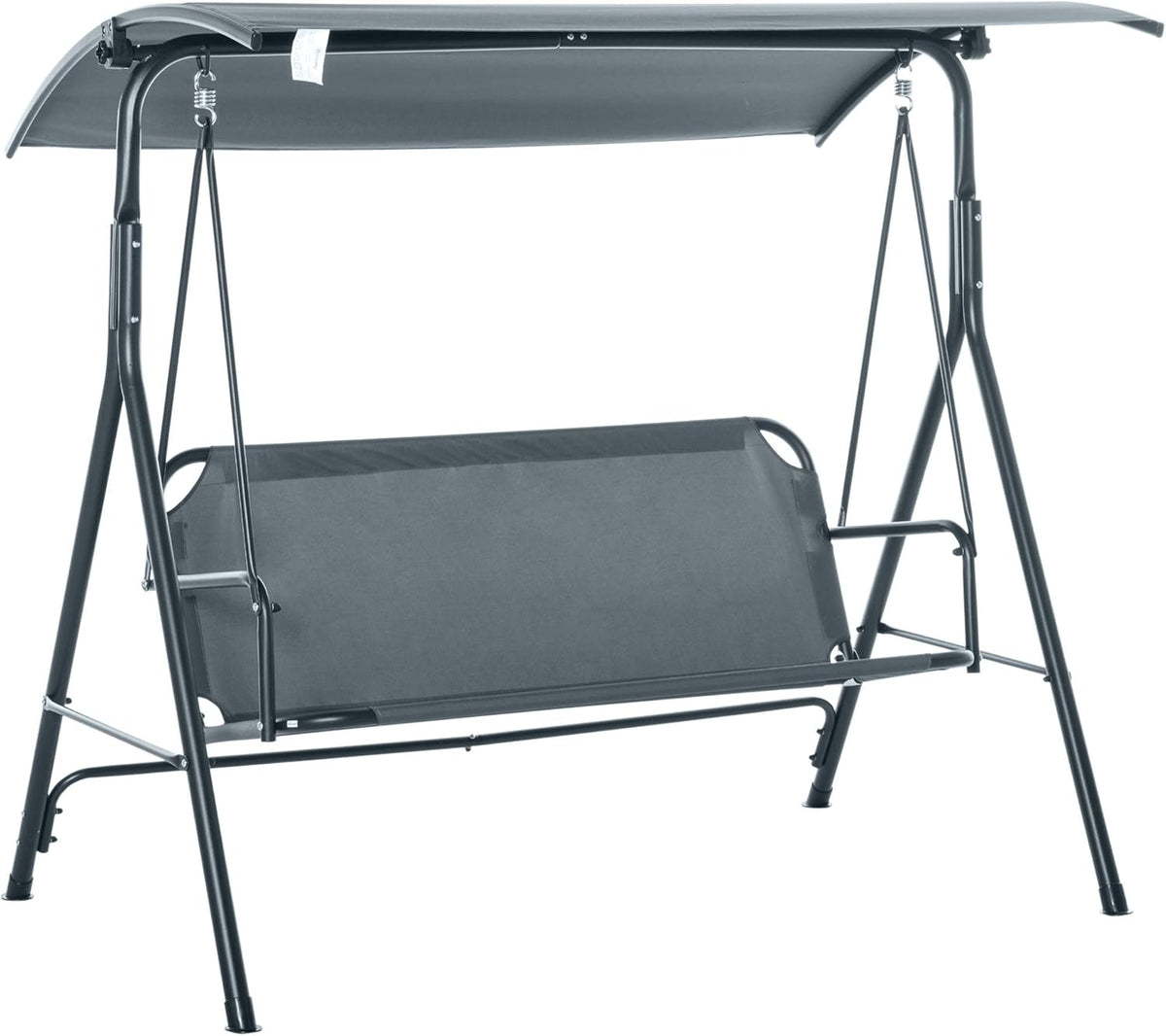 Black 3-Person Outdoor Swing with Adjustable Tilt Canopy I435