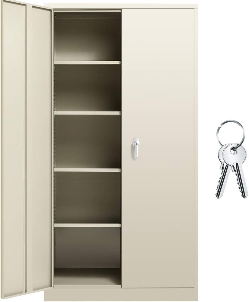 Light Gray Steel Storage Cabinet with 2 Adjustable Shelves X4093