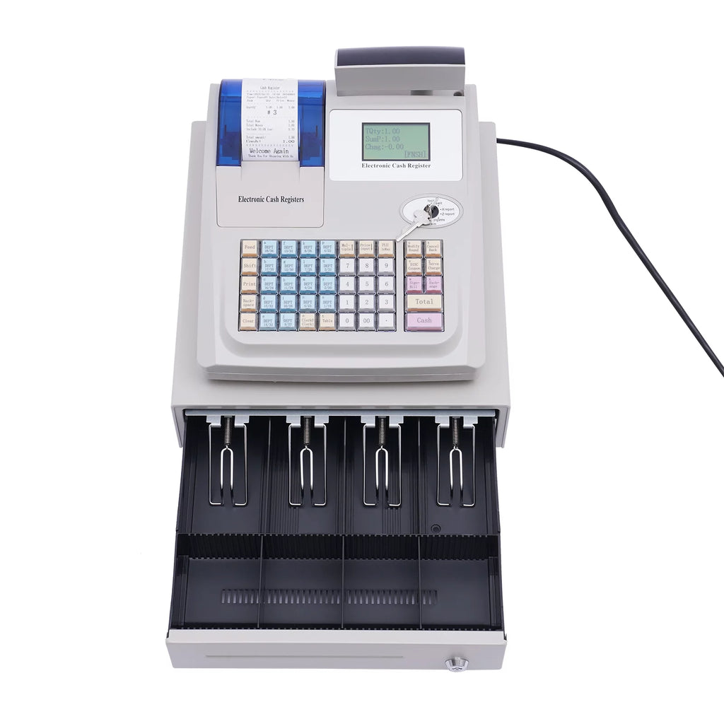 48 Keys Electronic Cash Register with Drawer Box Z443768
