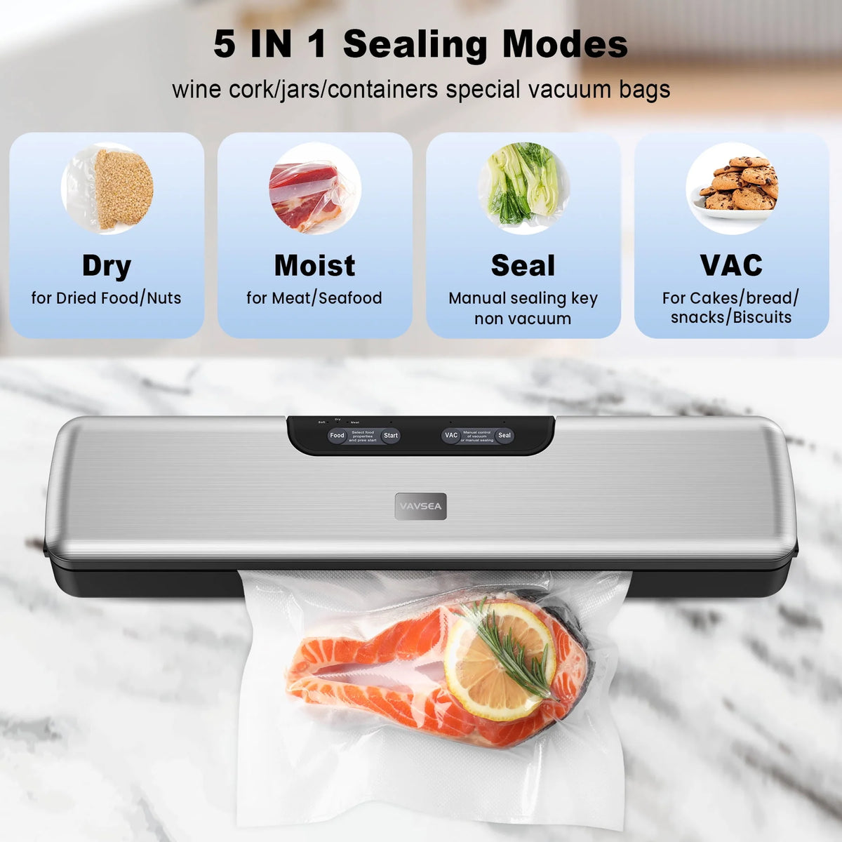Vacuum Sealer with Vacuum Hose & 10Pcs Bags T61588