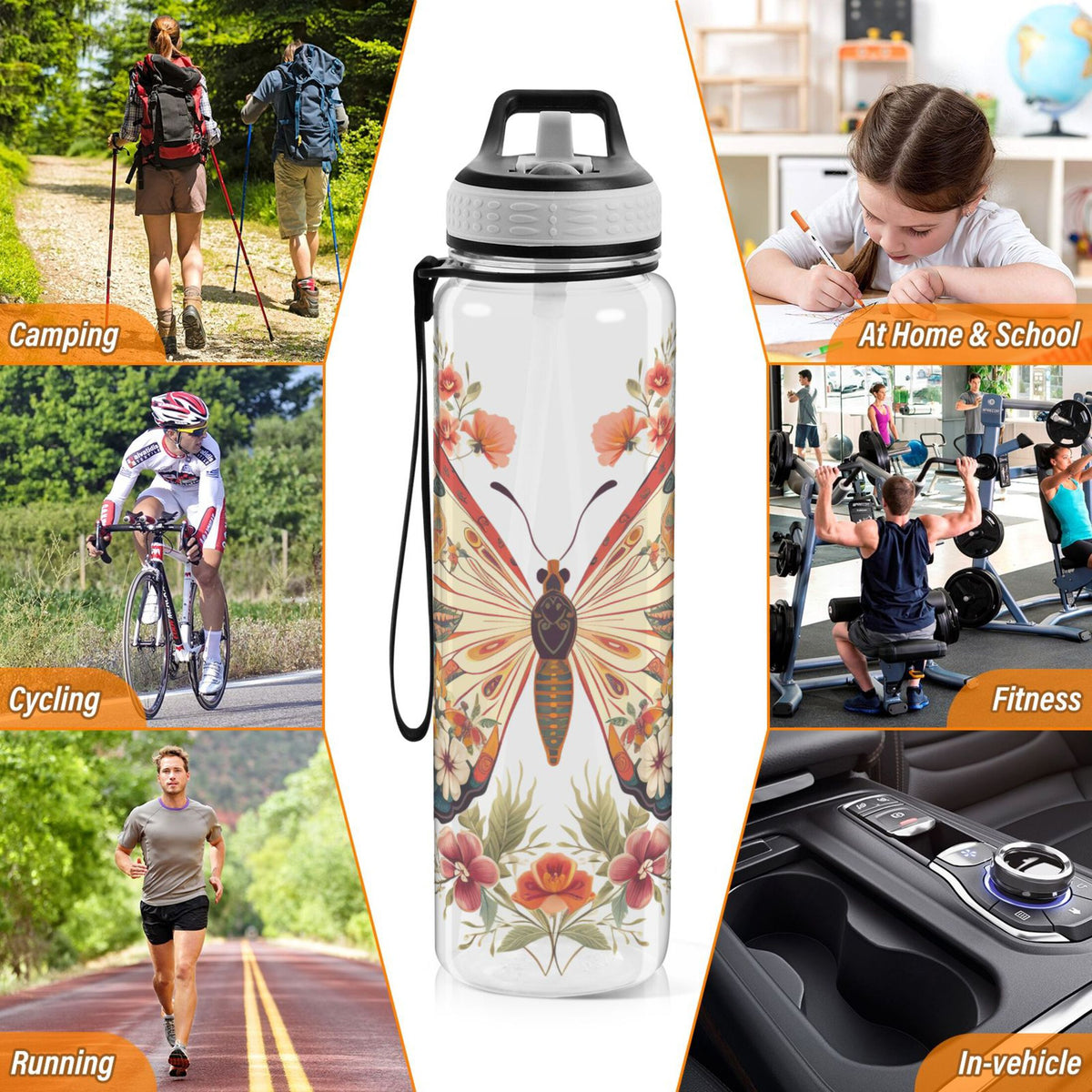 Clear 32oz Tritan Water Bottle with Straw A488