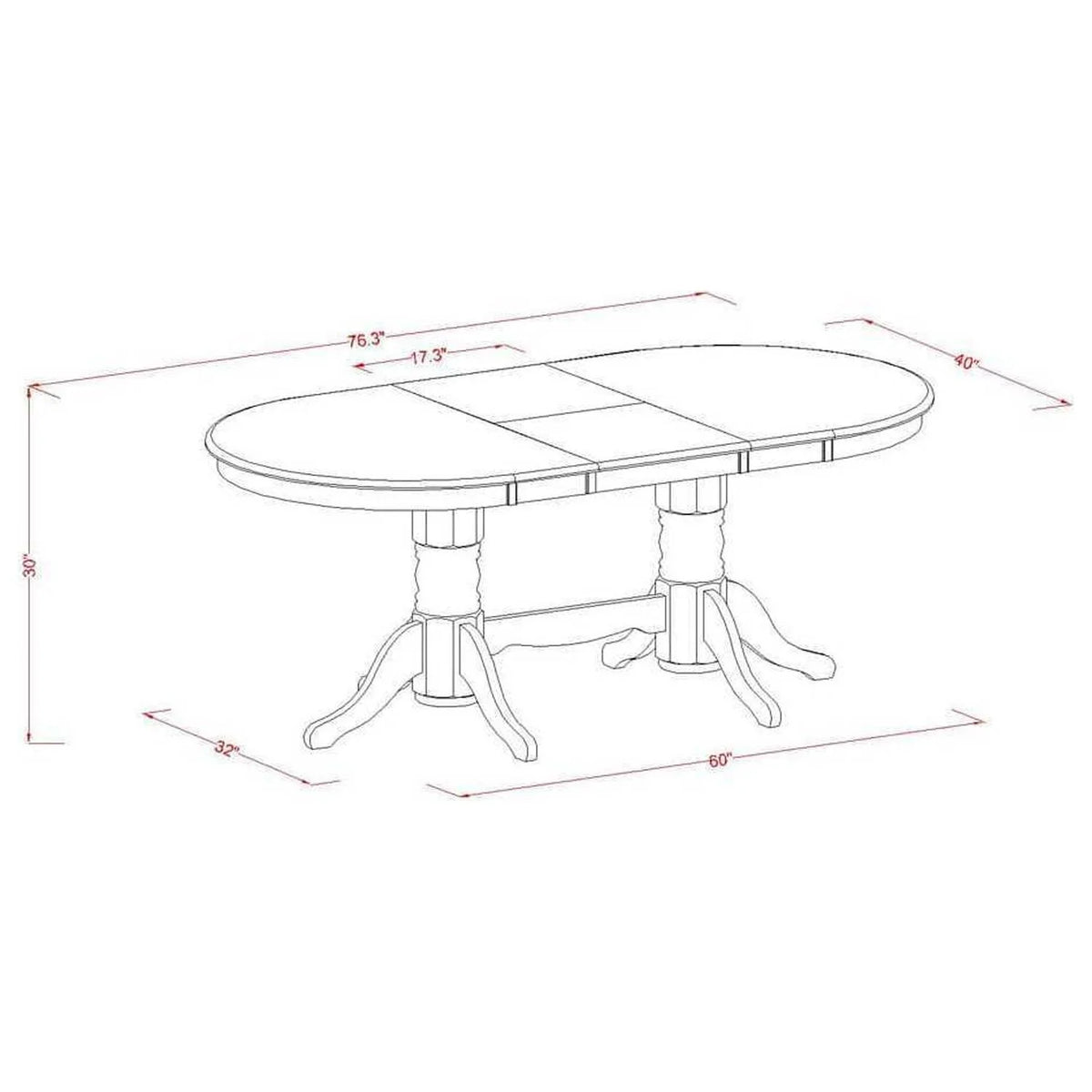 5 Piece Kitchen Table Set with Oval Dining Table and 4 Chairs W467