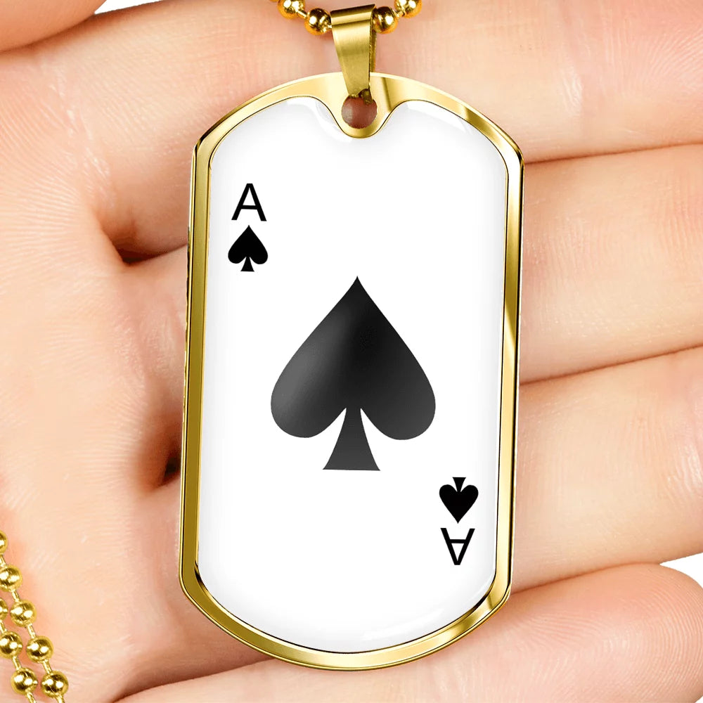 White Stainless Steel or 18k Gold Dog Tag Necklace K6178
