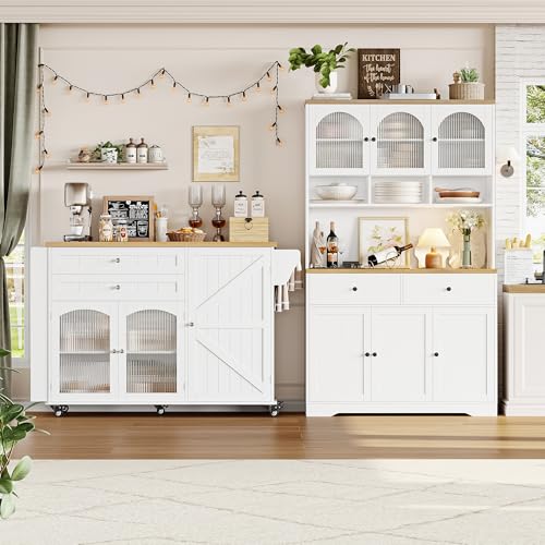 Rolling Kitchen Island with Storage and Drop Leaf Countertop X503324