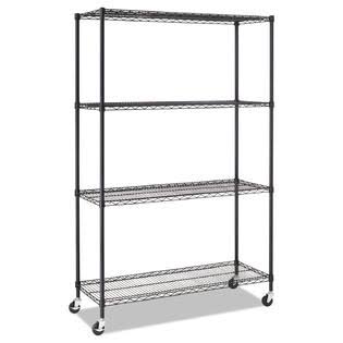 Silver Four-Shelf Wire Shelving Unit with Caster B802