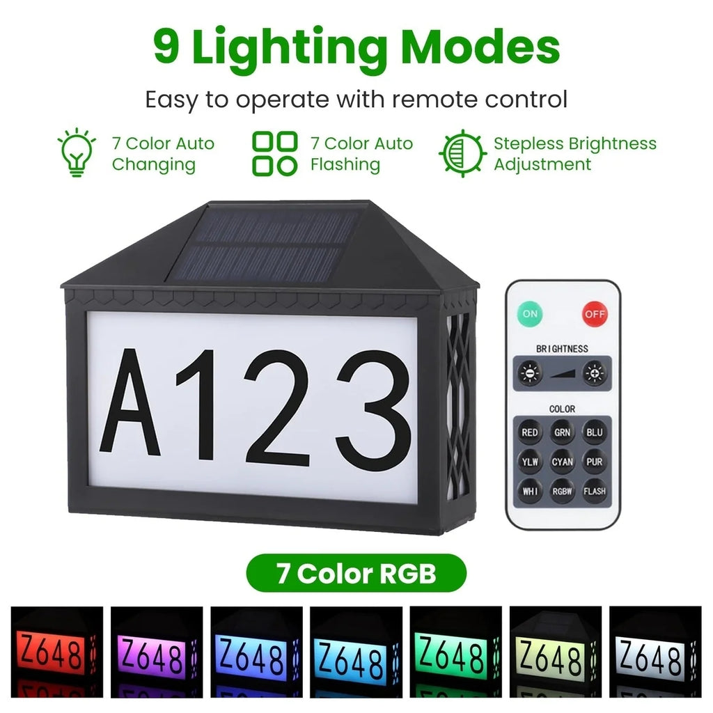 Solar Address Sign IP55 Waterproof Wall Mounted LED O8910