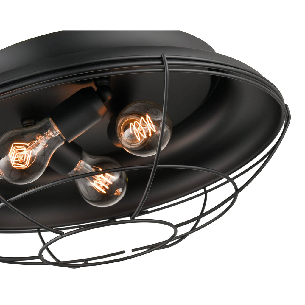 Matte Black 3 Light Flush Mount Lighting S556