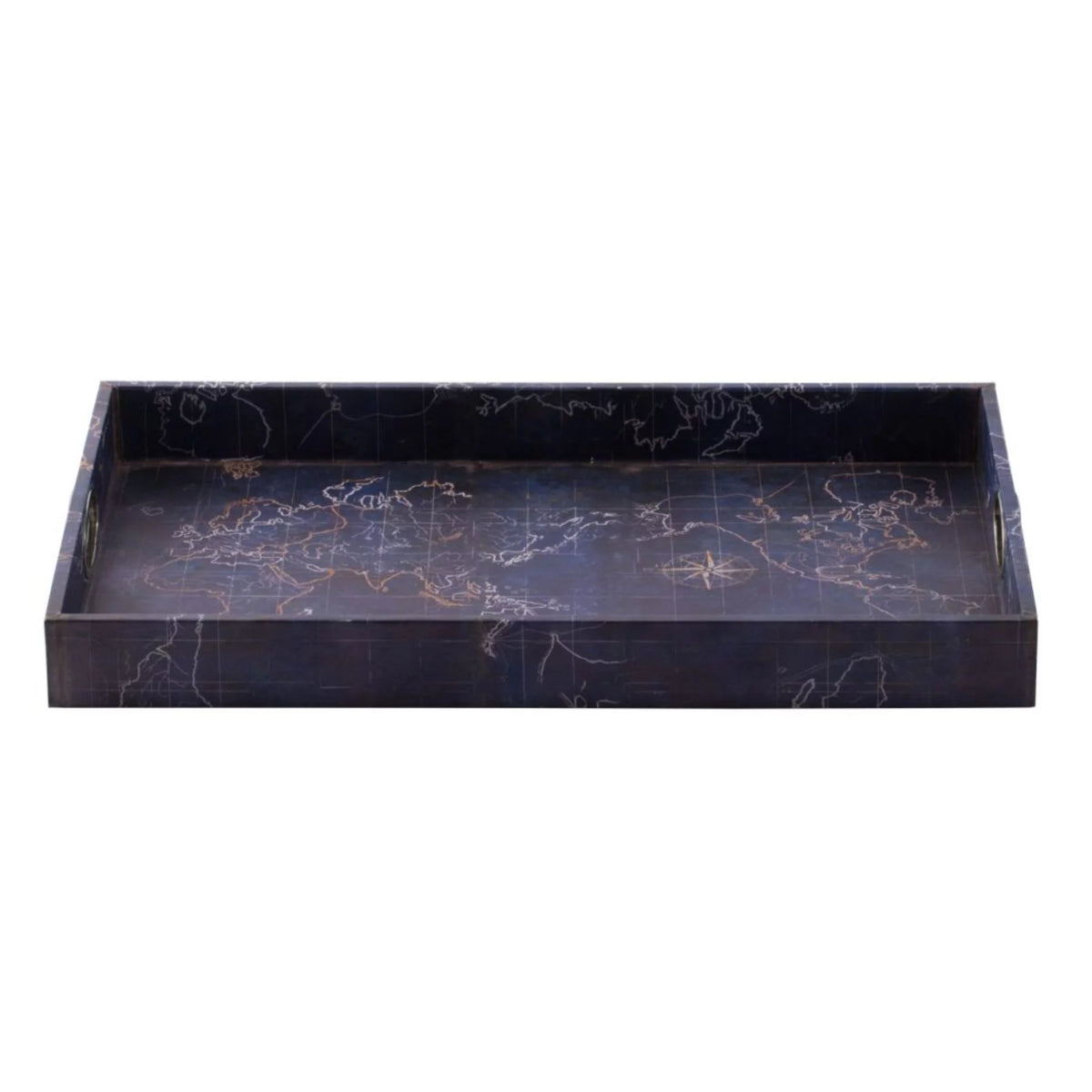 Set of 2 Deep Blue Vintage Rectangular Trays P57450