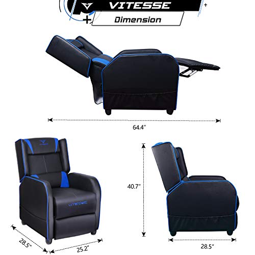 Blue PU Leather Gaming Recliner Chair E573