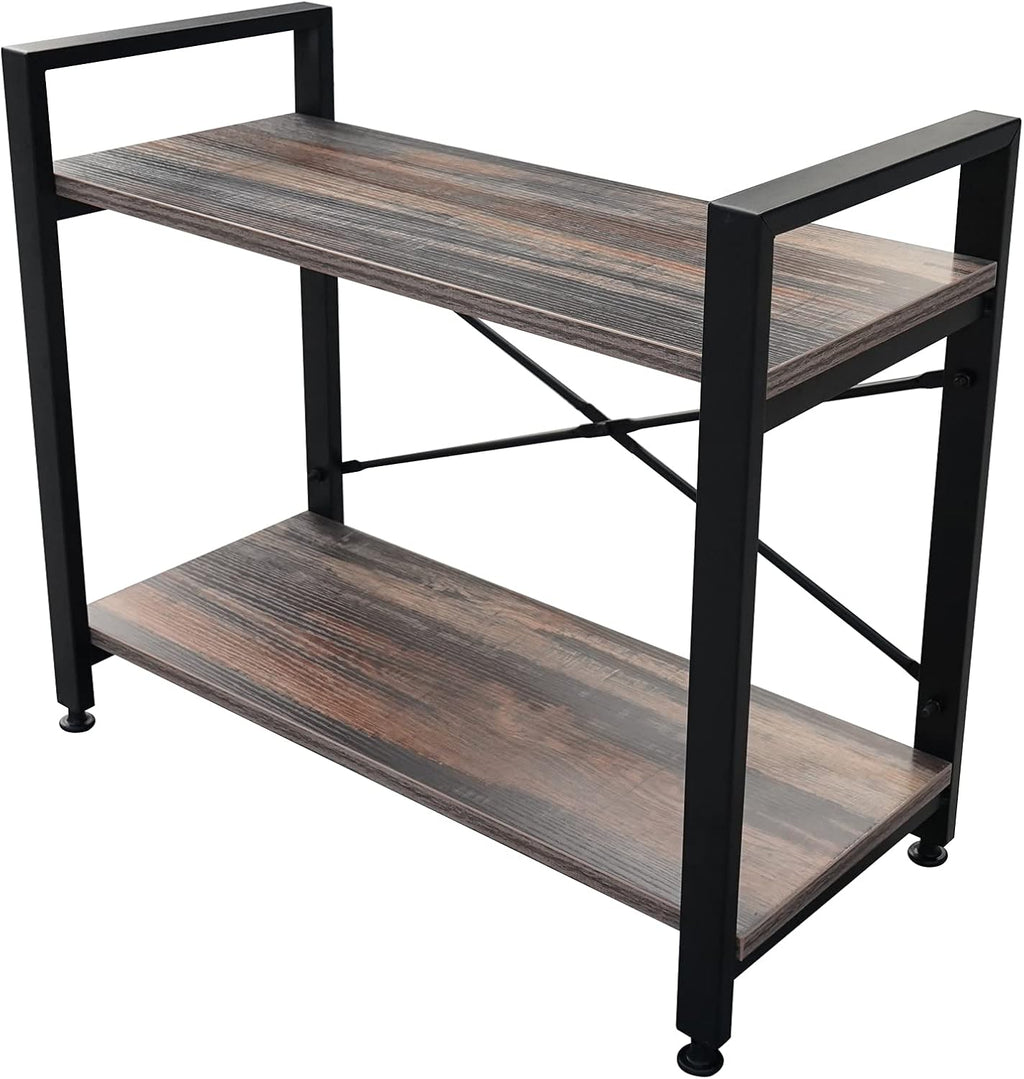 3 Tier Industrial Wood Bookshelf, Black/Brown I8028