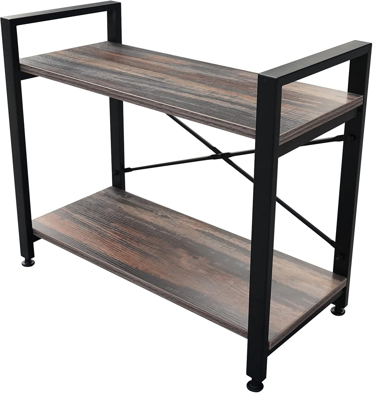 3 Tier Industrial Wood Bookshelf, Black/Brown I8028