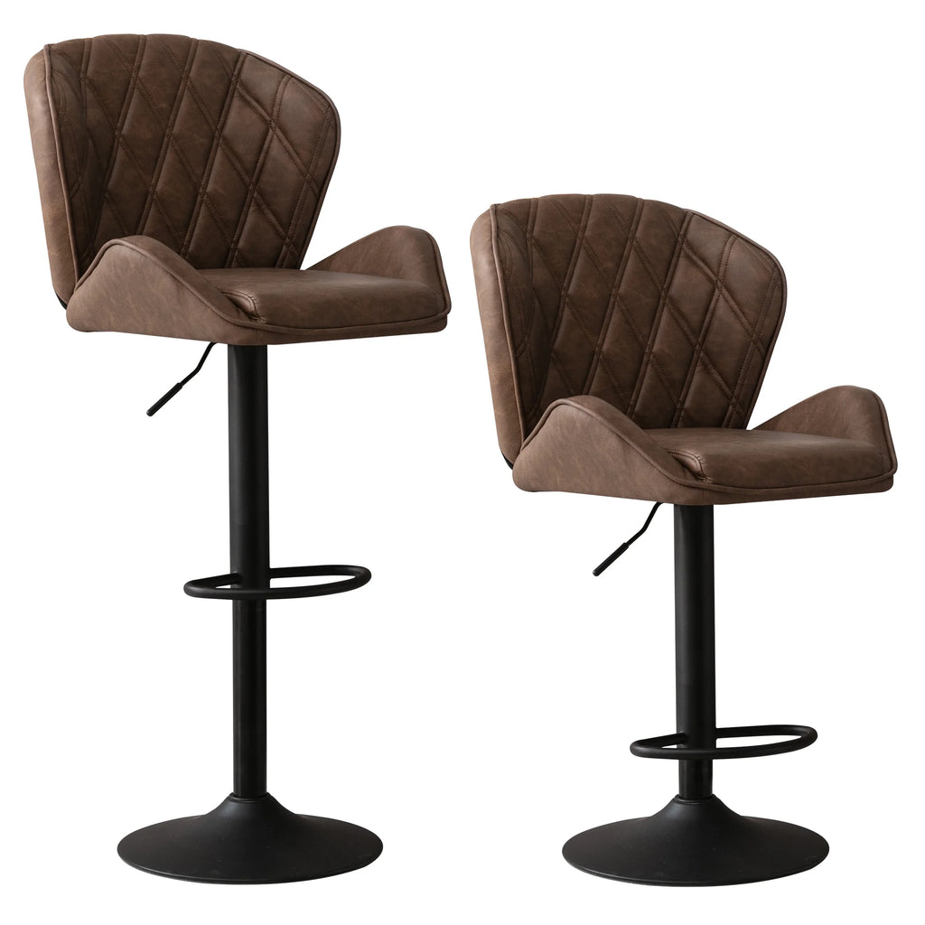 Brown Velvet Bar Stools Set of 2 with Armrest R93966