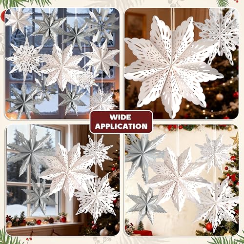 18Pcs 3D Paper Snowflake Lanterns with LED Lights G727442