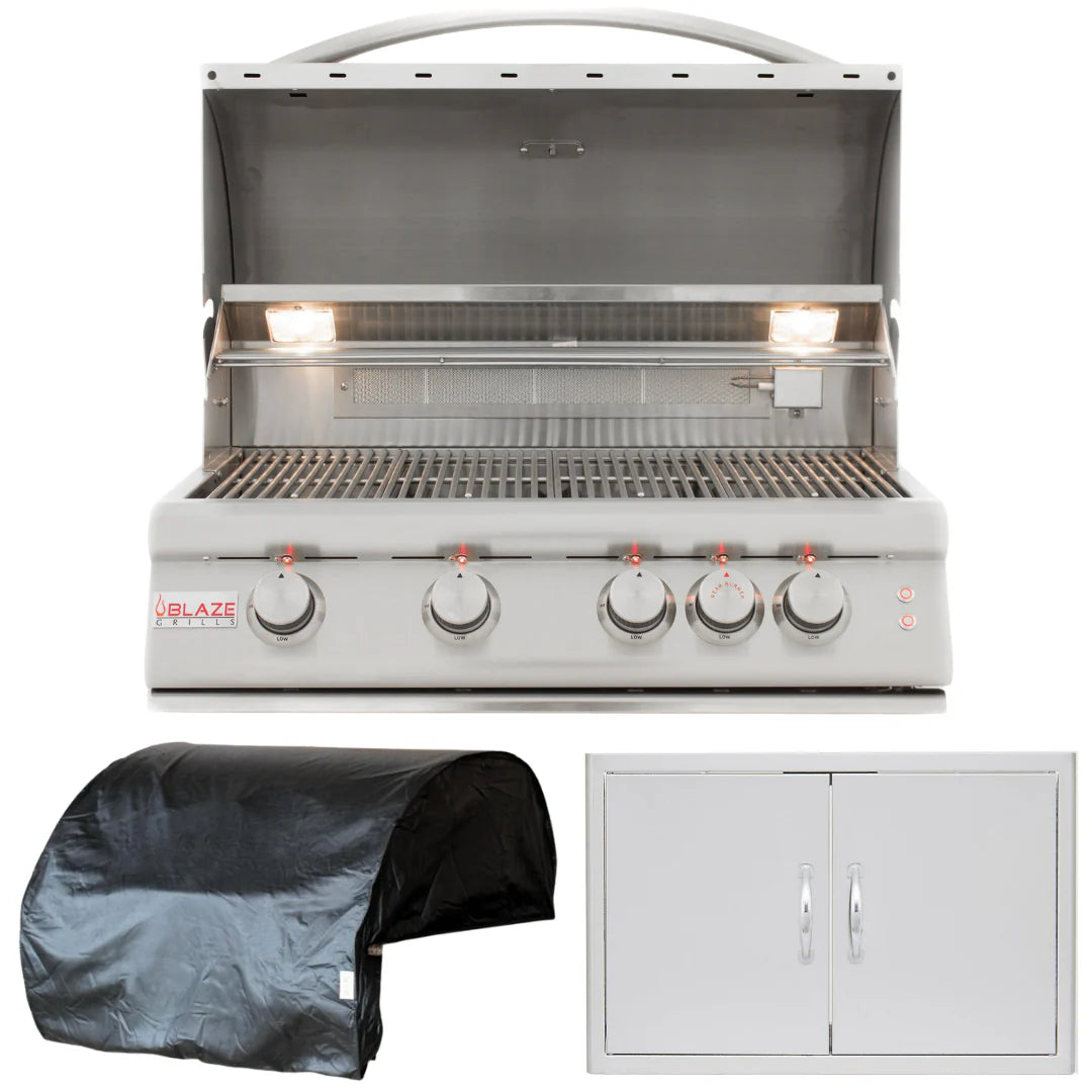 32 in. Propane Gas Grill 3 Piece Package Y93630