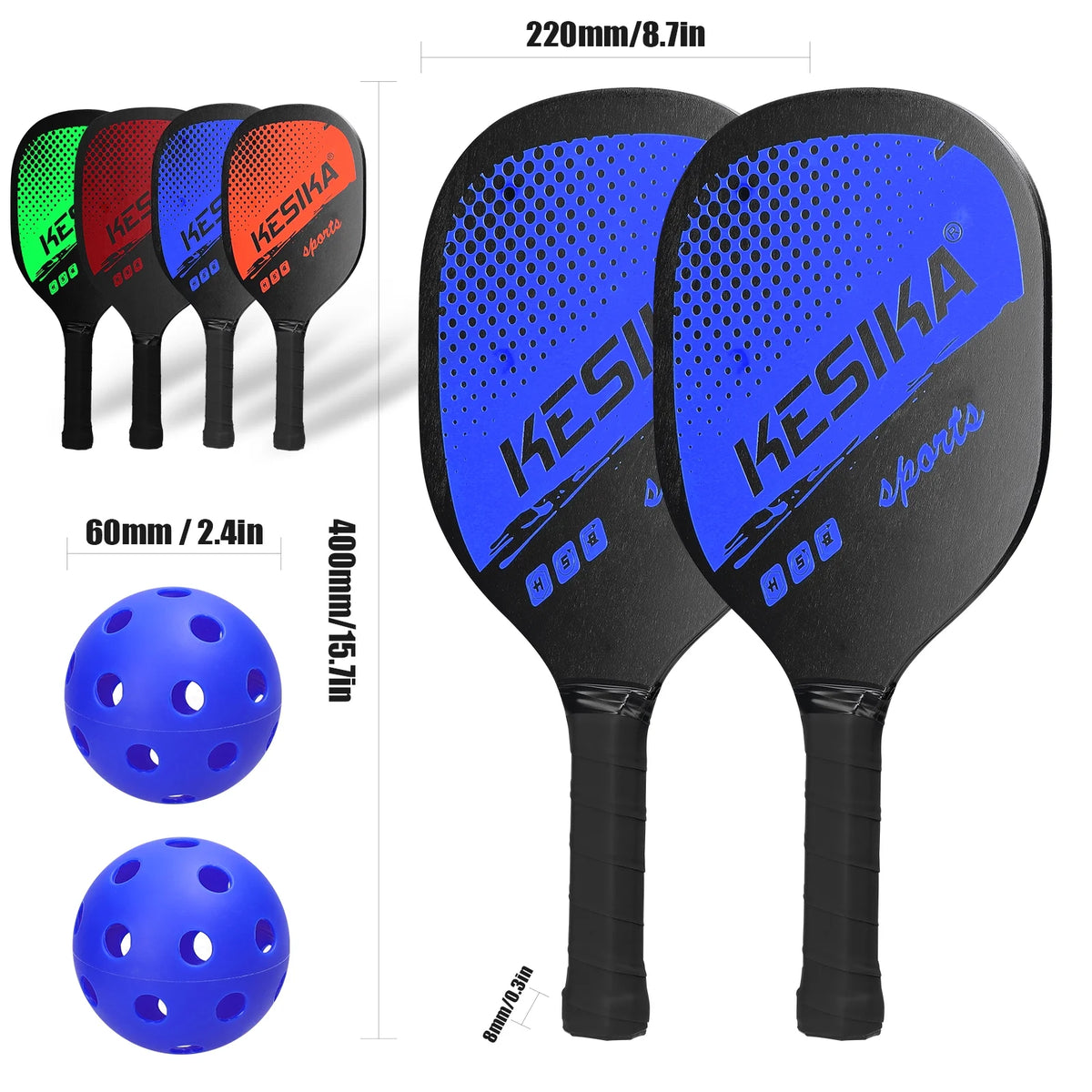 Pickleball Paddle Set 2 Rackets & 4 Balls with Carrying Bag F60094