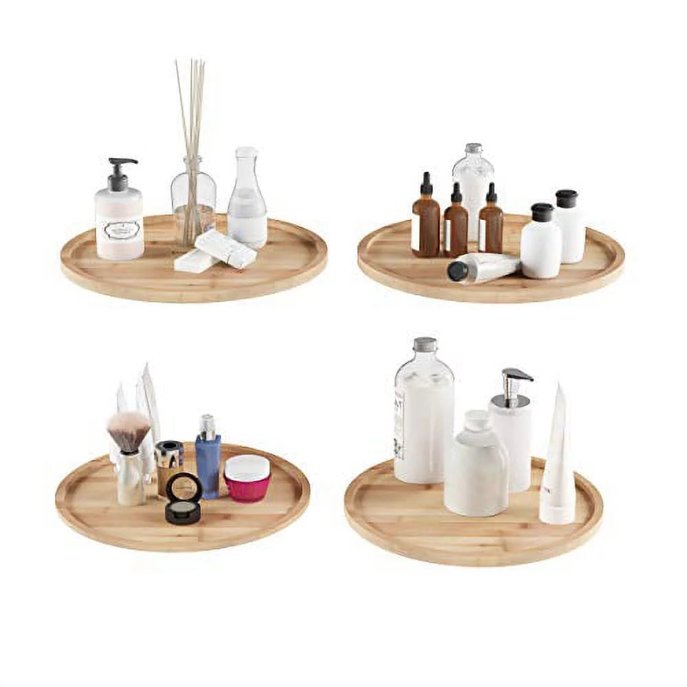 All-Natural Bamboo Round Single Tier 14 Inch Lazy Susan Turntable X72946