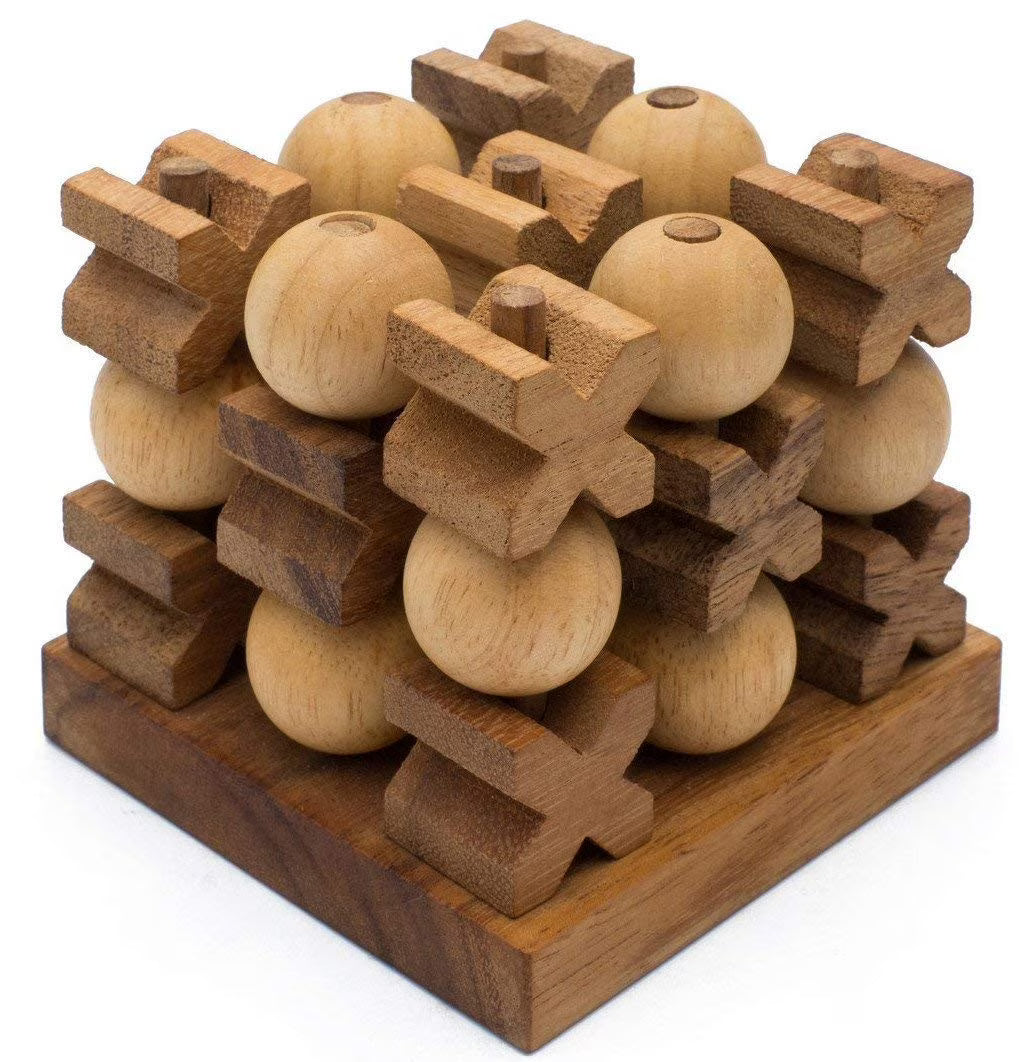 Wooden 3D Tic Tac Toe Game with Gift Box K1961