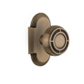 Mission Privacy Door Knob with Cottage Plate Antique Brass F3513