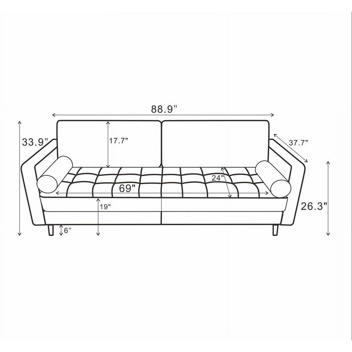 Mid-Century Modern Velvet Sofa L21118