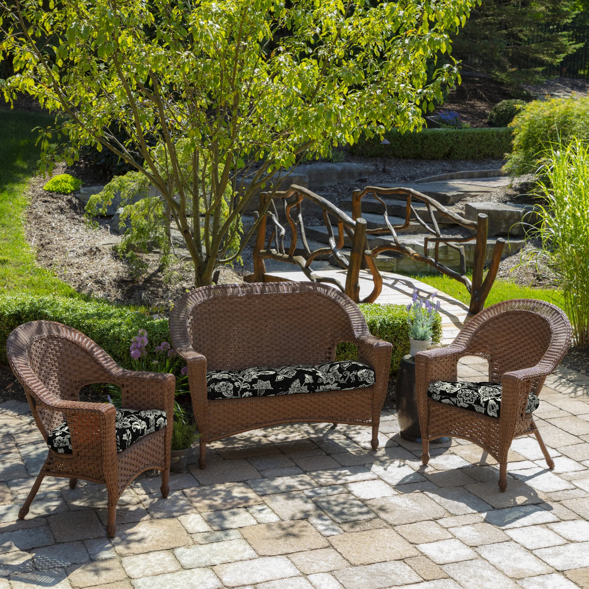 Tufted Plush Outdoor Wicker Chair Cushion, 2 Pack, 20 x 18 V6139
