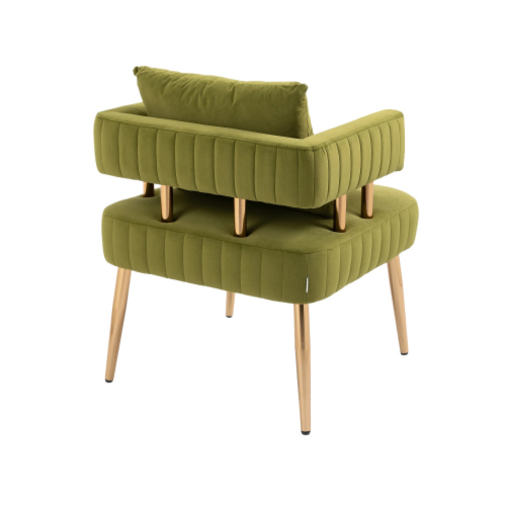 Olive Green Polyester Accent Chair with Golden Feet V583