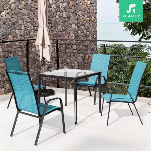 Teal Blue Set of 4 Stackable Patio Dining Chairs K62720