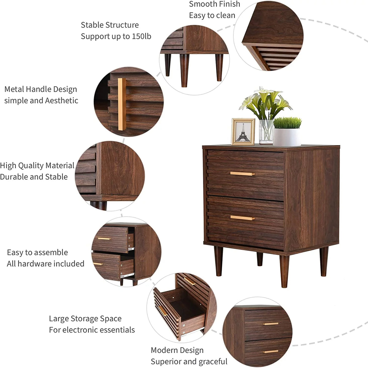Set of 2 Nightstands with 2 Drawers M467432