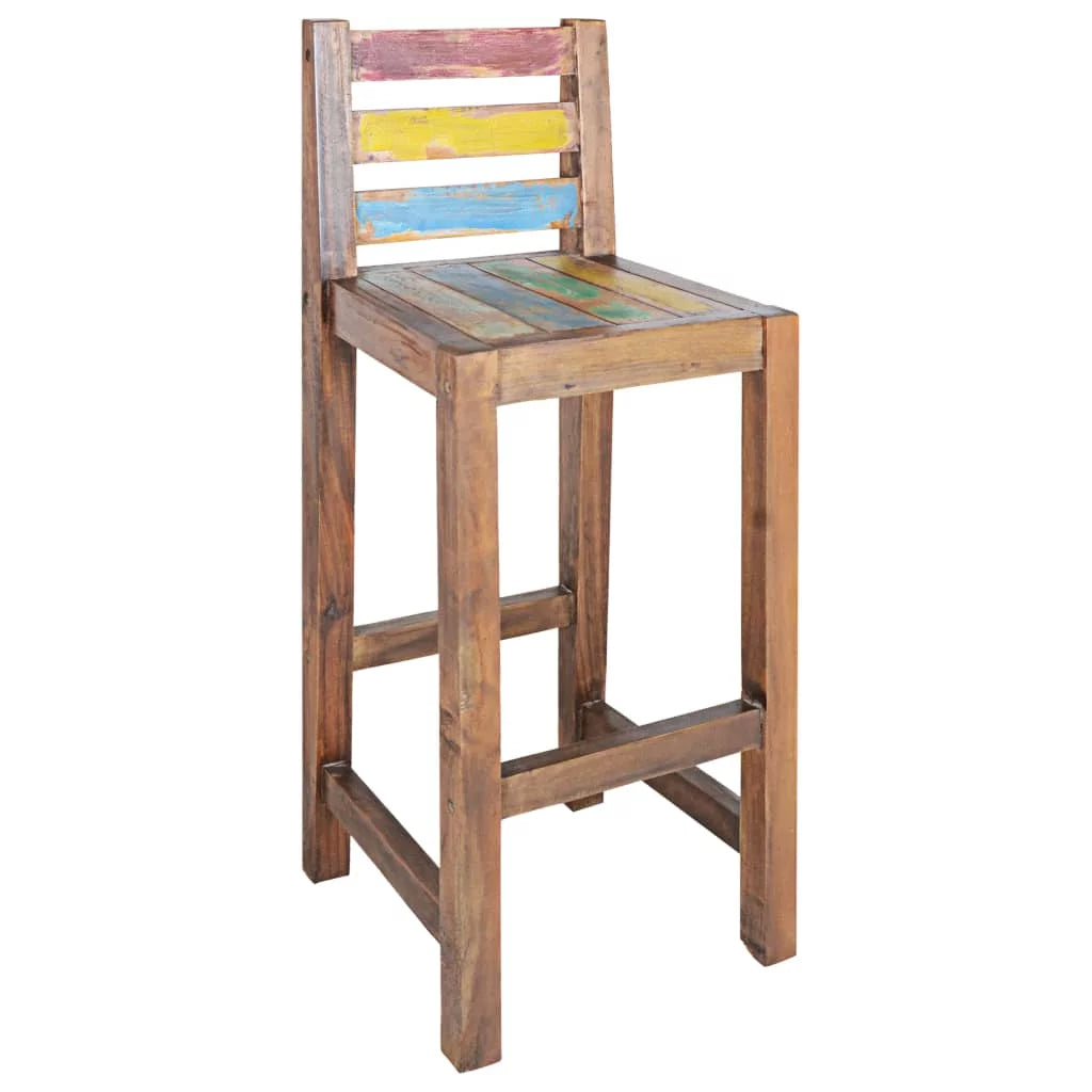 Solid Reclaimed Wood Bar Stools 2 pcs W95428