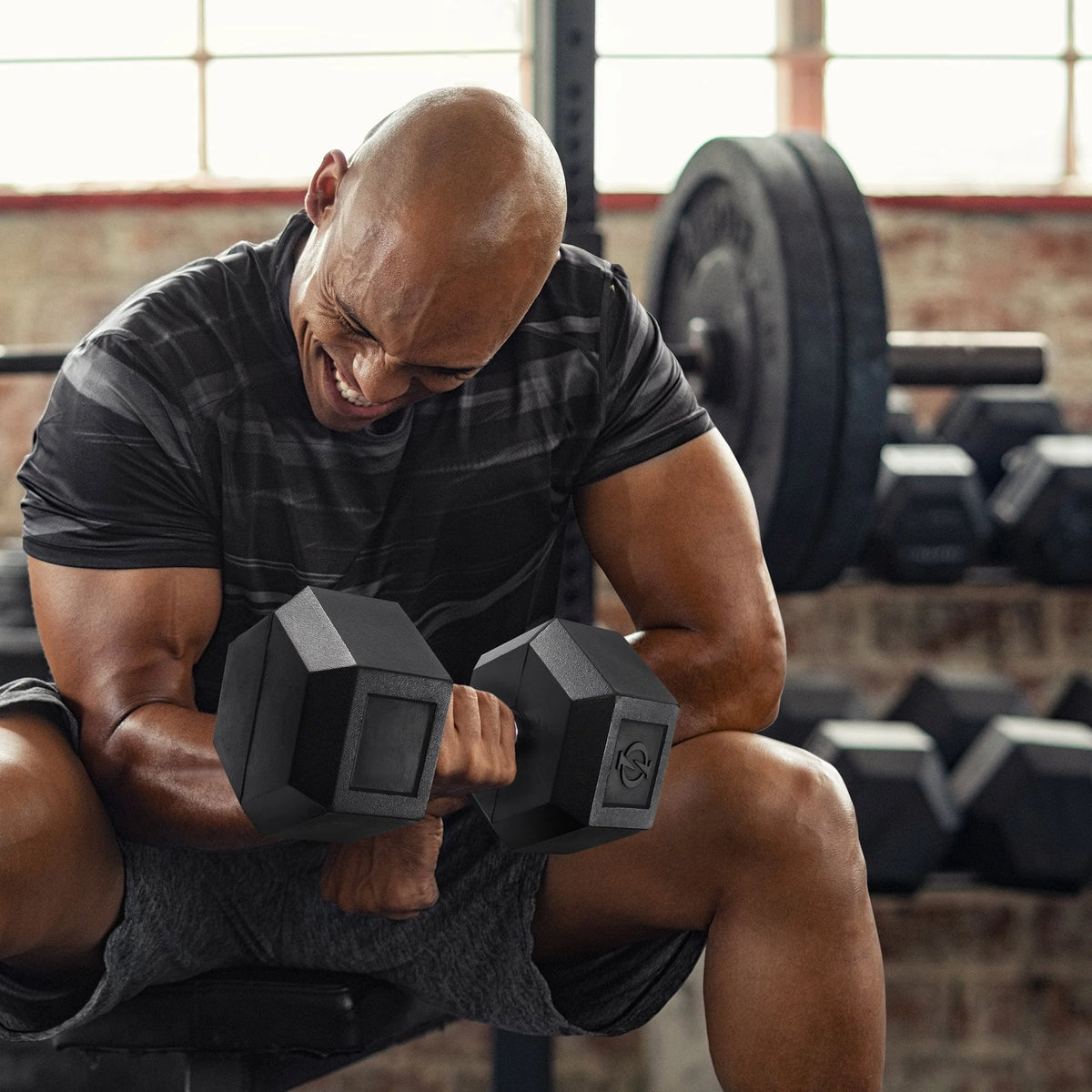 45 lb Rubber Coated Hex Dumbbell Pair D63654