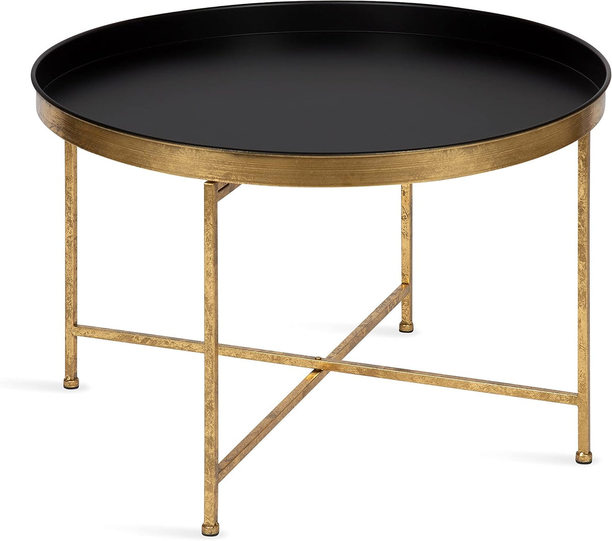White and Gold Leaf Round Metal Coffee Table L6648