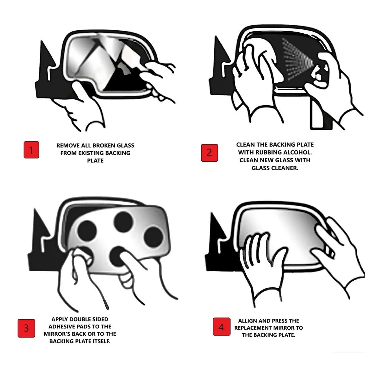 Left Driver Mirror Glass Lens with Adhesive D2834