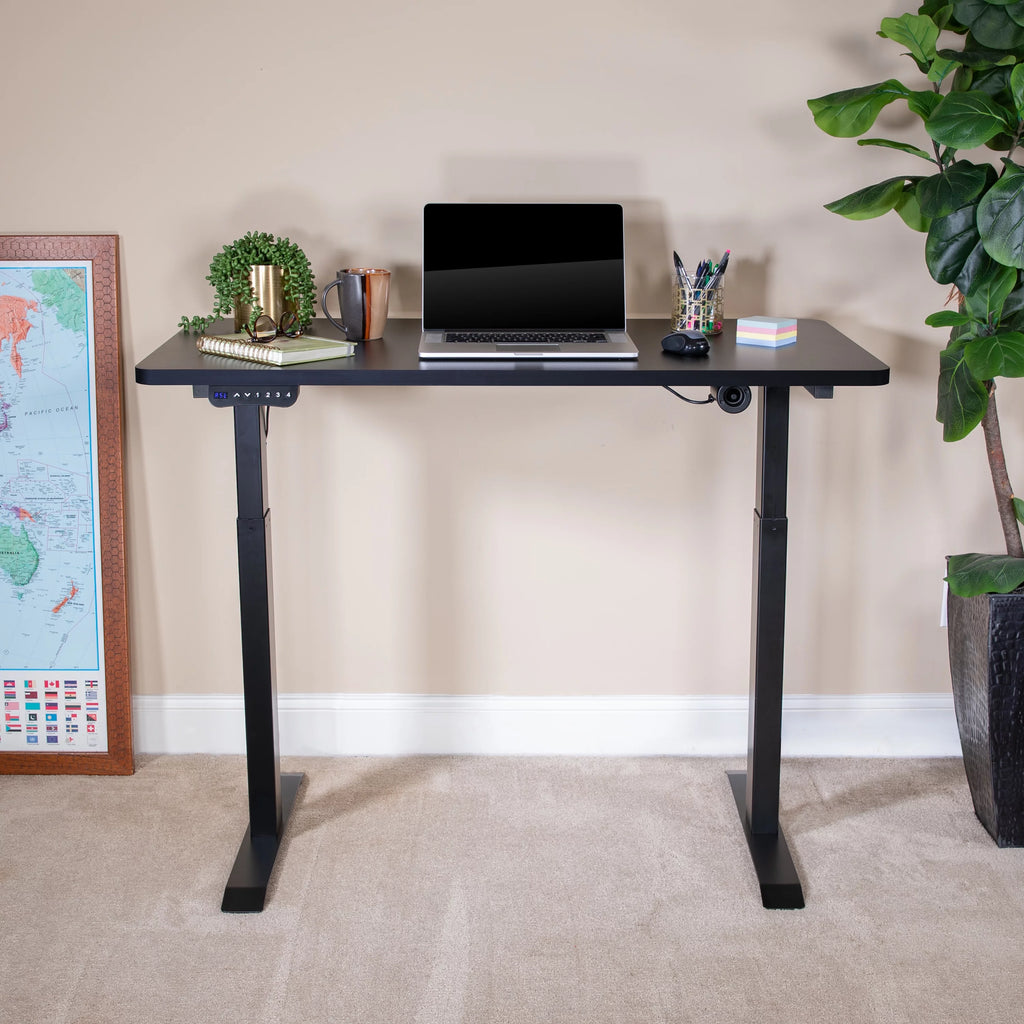 Electric Height Adjustable Standing Desk 48" Wide 24" Deep Black K828