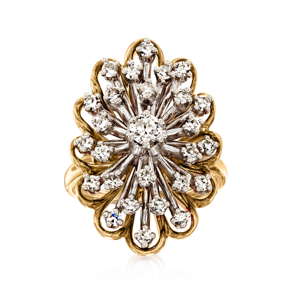 Vintage Diamond Cocktail Ring in 14kt 2-Tone Gold N395035