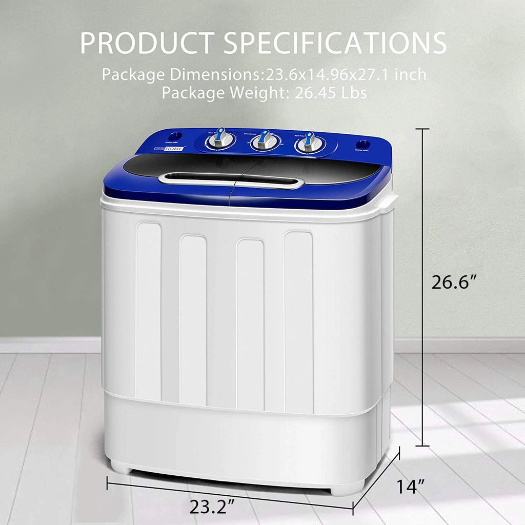 Portable 13.5Lbs Twin Tub Mini Clothes Washer with Drain Hose T780