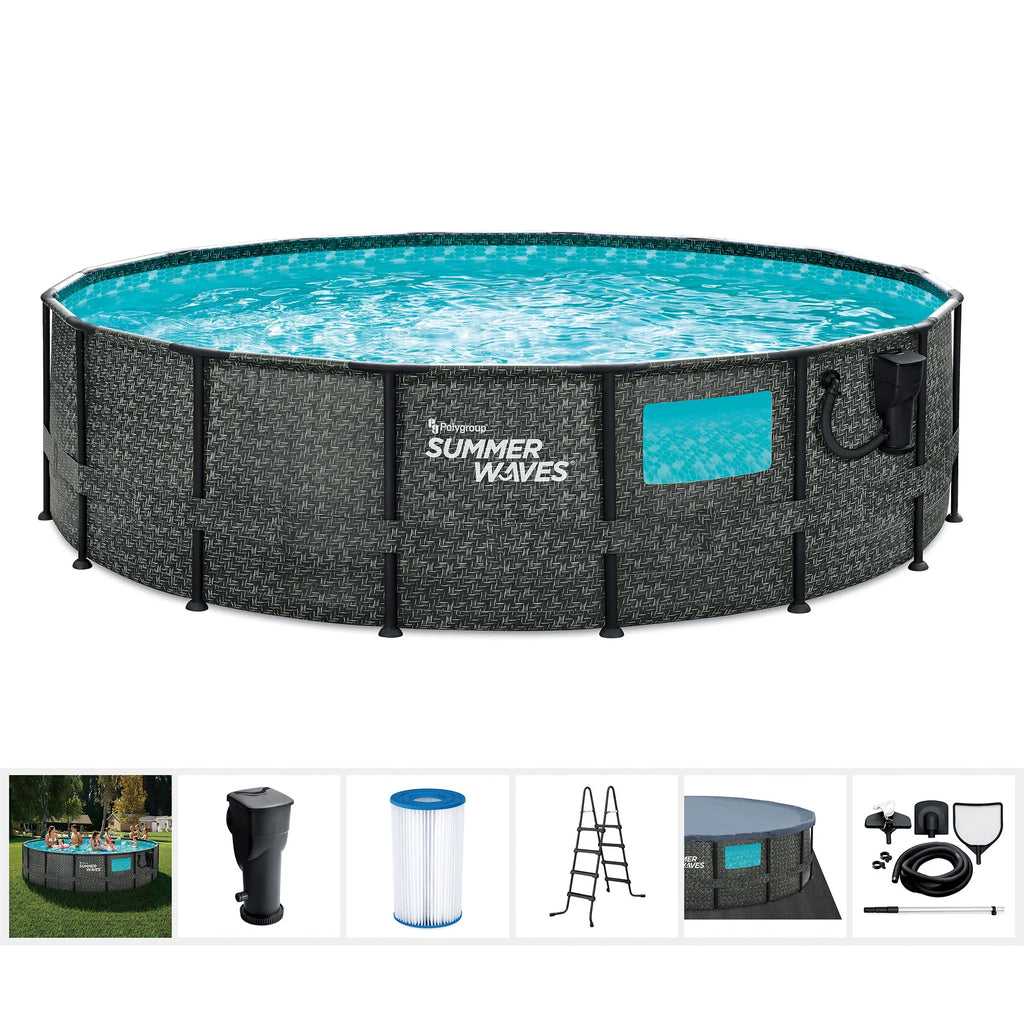 16ft x 48in Above Ground Swimming Pool Set with Pump W36164