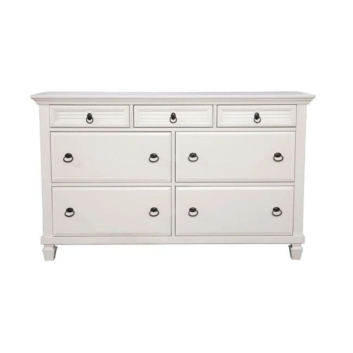 White 7 Drawer Solid Wood Double Dresser Y924850