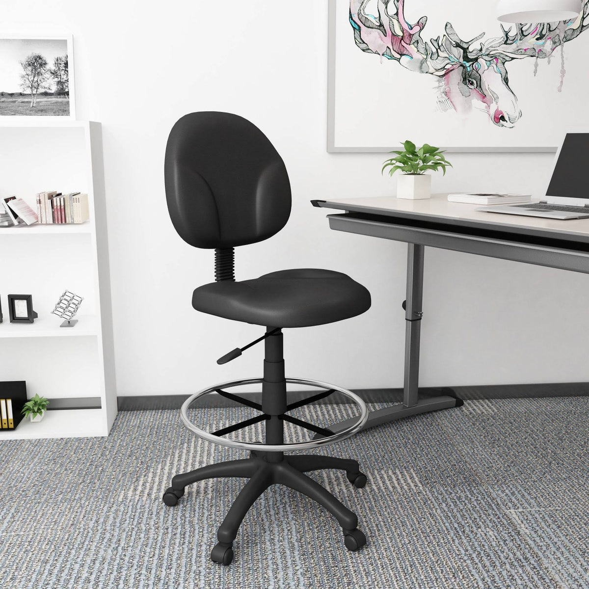 Black Drafting Stools with Footring V3665