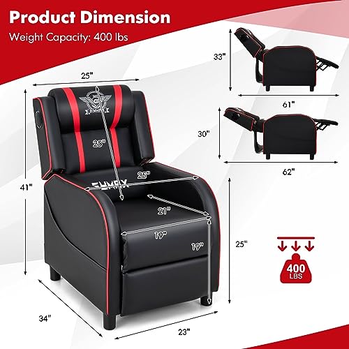Red Massage Gaming Recliner with Bluetooth Speaker N6026