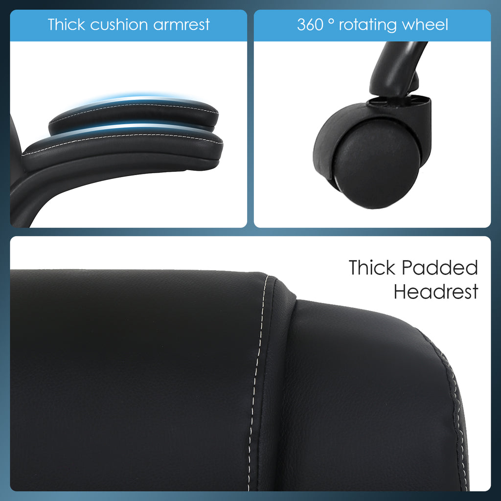 Black PU Leather Ergonomic High Back Office Chair with Lumbar Support K70630