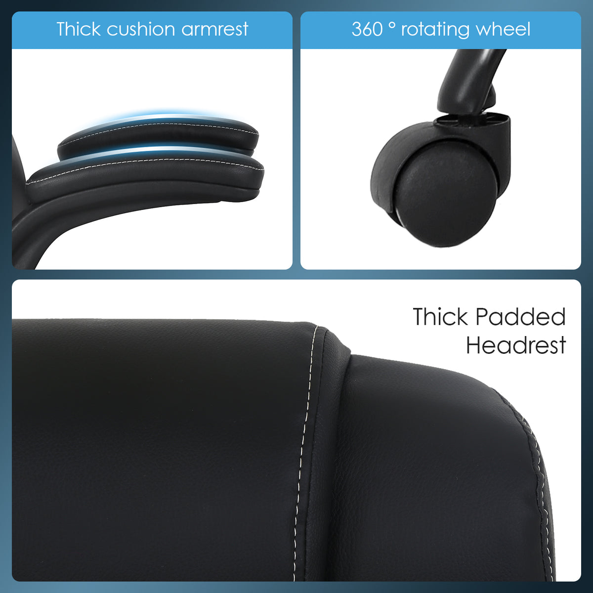 Black PU Leather Ergonomic High Back Office Chair with Lumbar Support K70630
