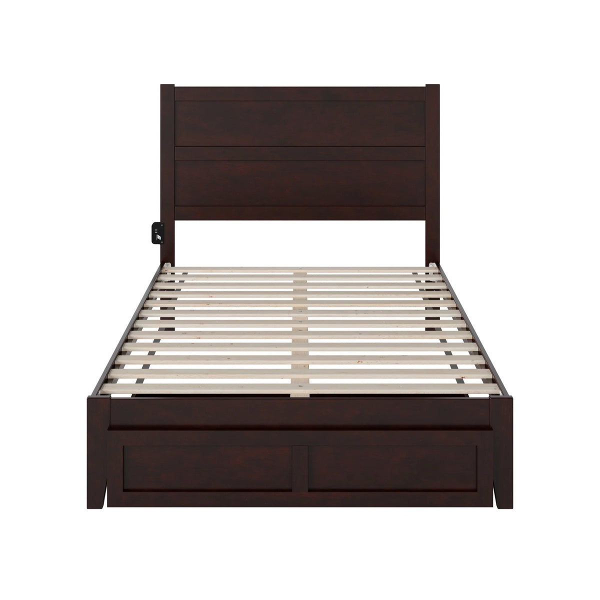 Solid Wood Platform Bed with Foot Drawer Storage, Espresso Full Size V34272