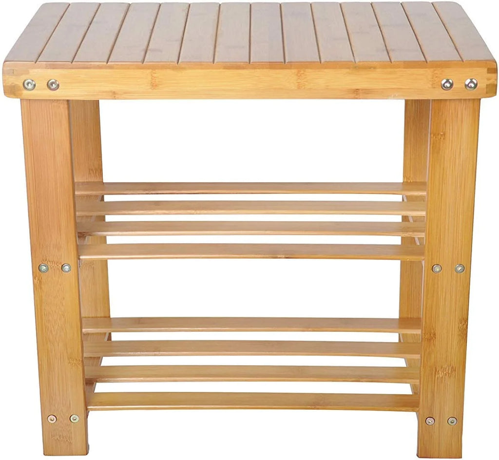 Brown 2-Tier Bamboo Shoe Bench W96072