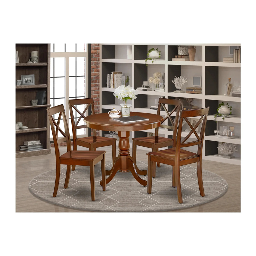 5 Piece Mahogany Wood Dining Table and Chairs Z560