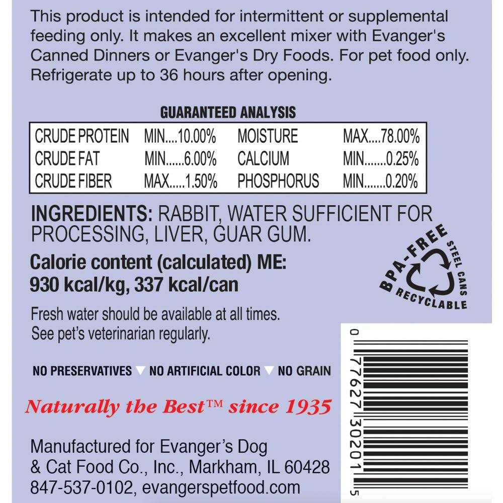 Grain Free Rabbit Canned Dog and Cat Food O394